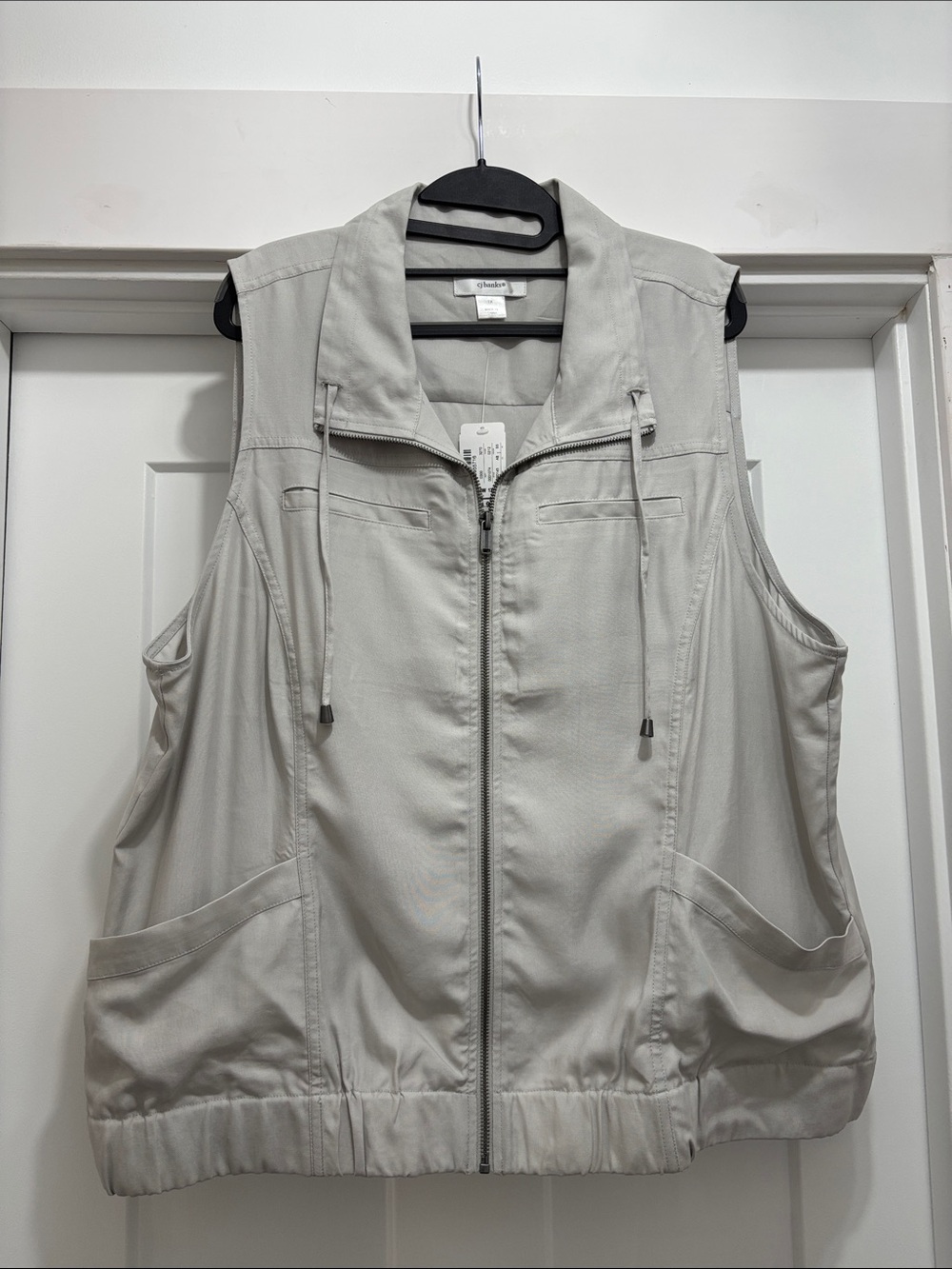 CJ Banks Light Gray Zip-Front Utility Vest